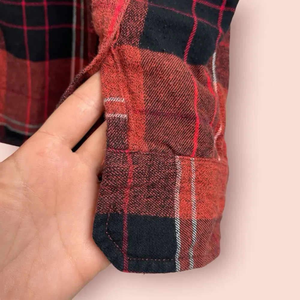 Levis Levi Strauss & Co Plaid Shirt Red & Black Long Sleeve Button Up Mens Large